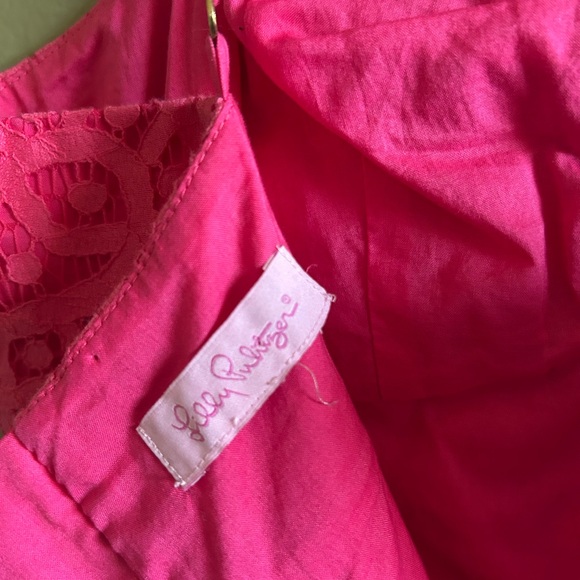 Lilly Pulitzer Coral Lace-Lined Mini Dress Sz 0 - Picture 6 of 7